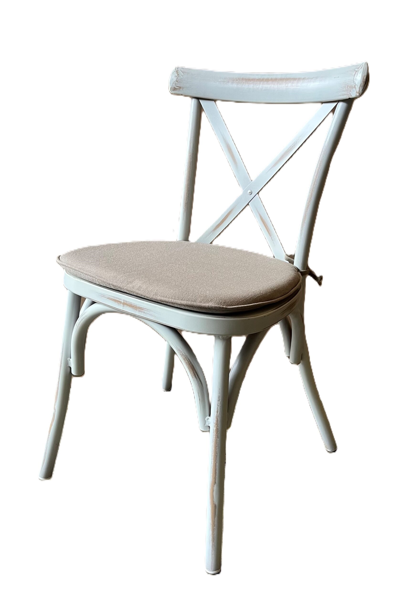 crossback stoel old white met kussen